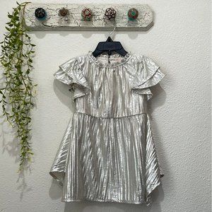 Crewcuts Size 2 Metallic A-line Pleated Paper-bag Waist Dress